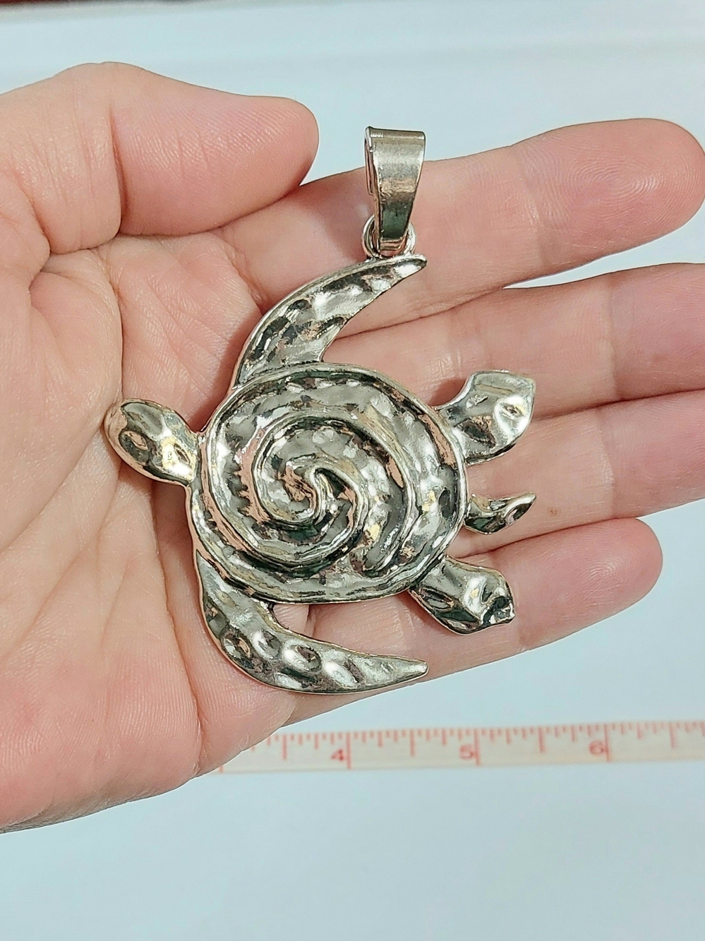 Silver Tone Turtle Necklace Pendant - Sea Turtle Ocean Life